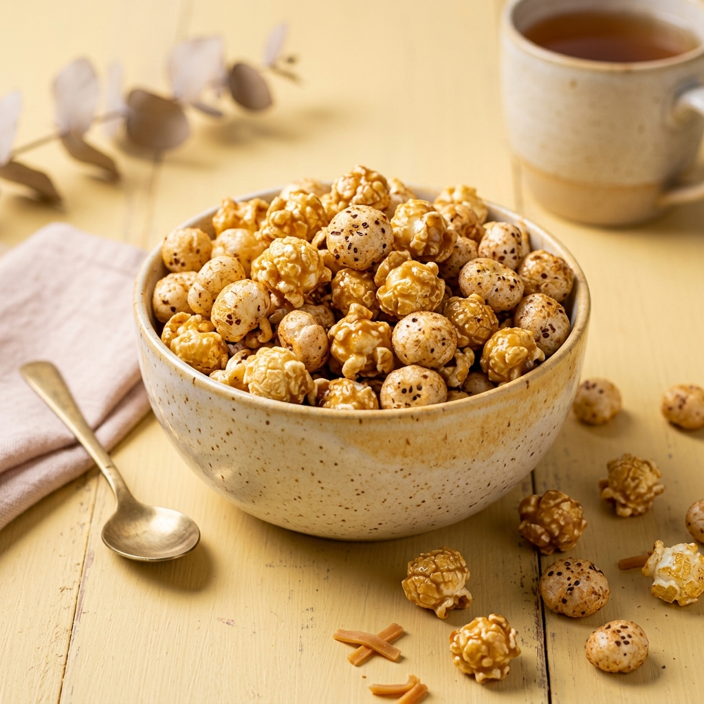 Freshly popped gourmet popcorn and roasted makhana snack bowls